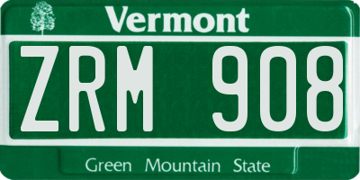 VT license plate ZRM908