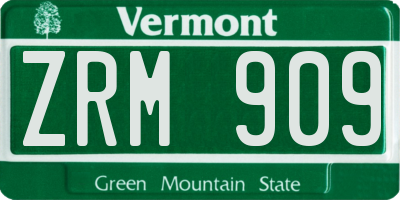 VT license plate ZRM909