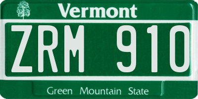 VT license plate ZRM910