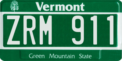 VT license plate ZRM911
