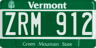 VT license plate ZRM912