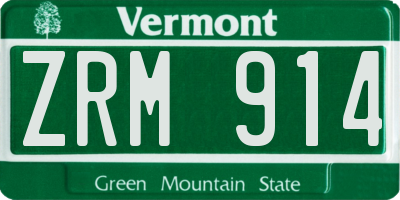 VT license plate ZRM914