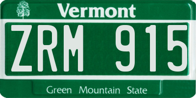 VT license plate ZRM915