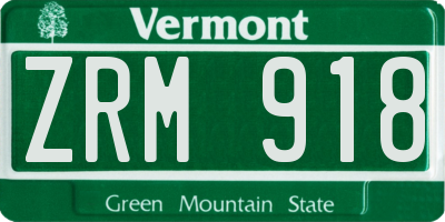 VT license plate ZRM918