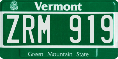 VT license plate ZRM919