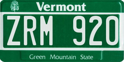 VT license plate ZRM920