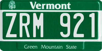 VT license plate ZRM921