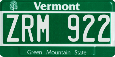 VT license plate ZRM922