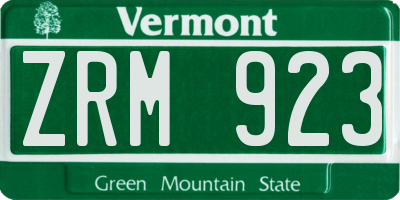 VT license plate ZRM923