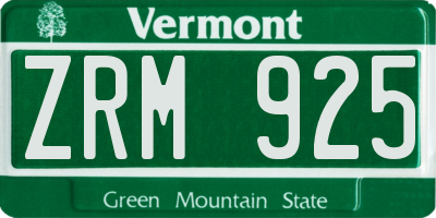 VT license plate ZRM925
