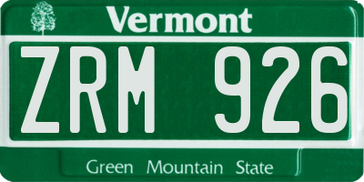 VT license plate ZRM926