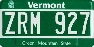 VT license plate ZRM927