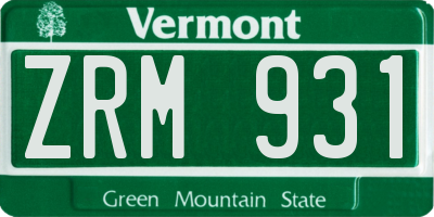 VT license plate ZRM931