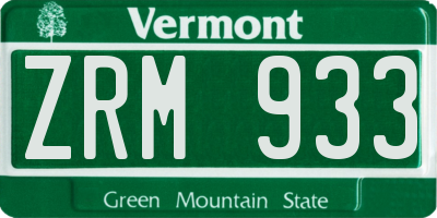 VT license plate ZRM933