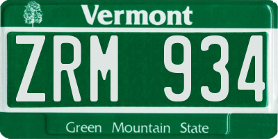 VT license plate ZRM934