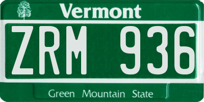 VT license plate ZRM936