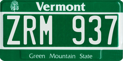 VT license plate ZRM937