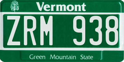 VT license plate ZRM938