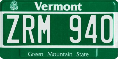 VT license plate ZRM940