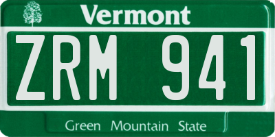 VT license plate ZRM941