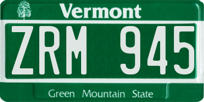 VT license plate ZRM945