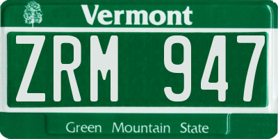 VT license plate ZRM947