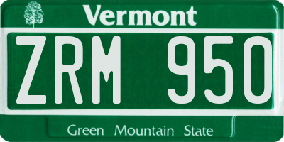 VT license plate ZRM950