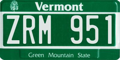 VT license plate ZRM951