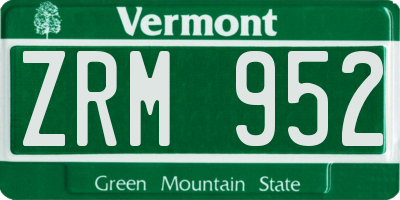 VT license plate ZRM952