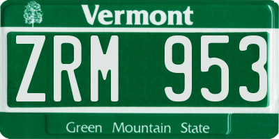 VT license plate ZRM953