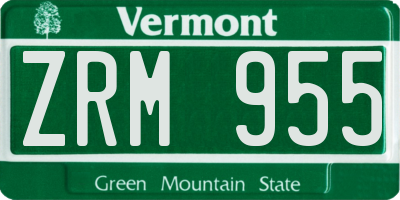 VT license plate ZRM955