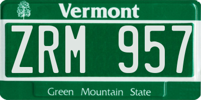 VT license plate ZRM957