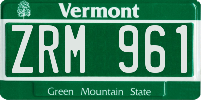 VT license plate ZRM961