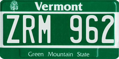 VT license plate ZRM962