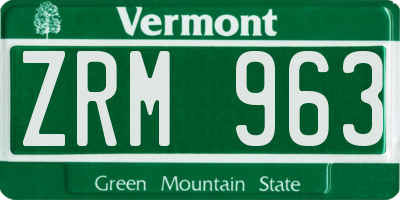VT license plate ZRM963