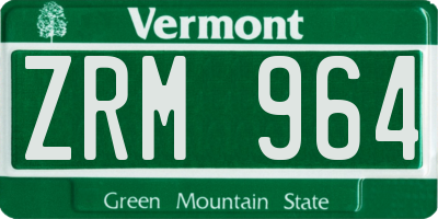 VT license plate ZRM964
