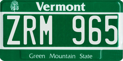VT license plate ZRM965