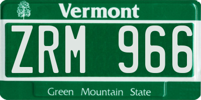 VT license plate ZRM966
