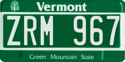 VT license plate ZRM967