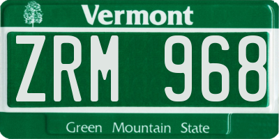 VT license plate ZRM968
