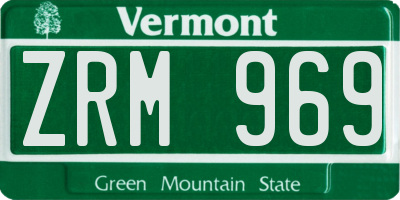 VT license plate ZRM969