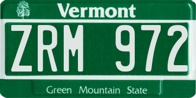 VT license plate ZRM972