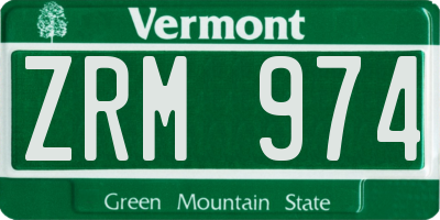 VT license plate ZRM974