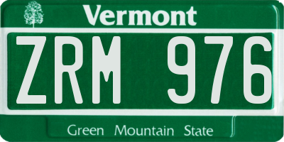 VT license plate ZRM976