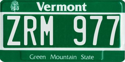 VT license plate ZRM977