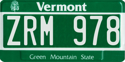VT license plate ZRM978