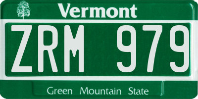 VT license plate ZRM979