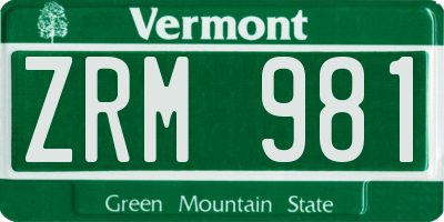VT license plate ZRM981