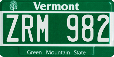 VT license plate ZRM982