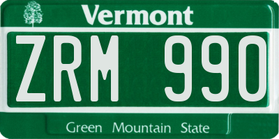 VT license plate ZRM990